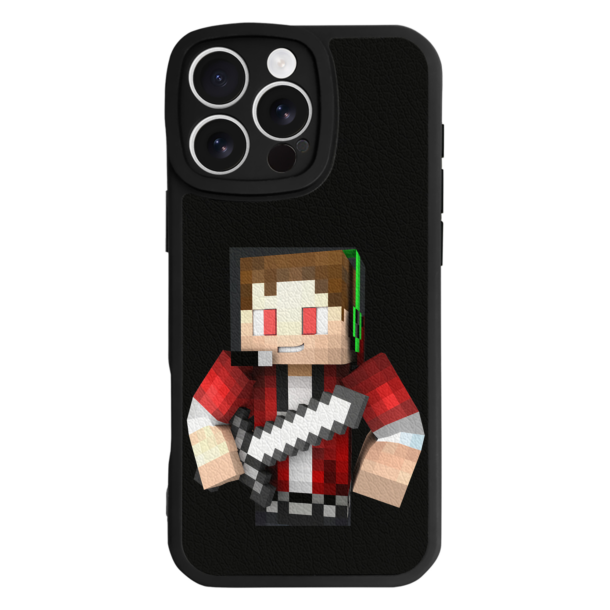 （画像用） マインクラフト ブロックの世界 Minecraft MC Block world 【iPhone 16シリーズ対応】シリコンスマホケース（レザー調） 材質：シリコン